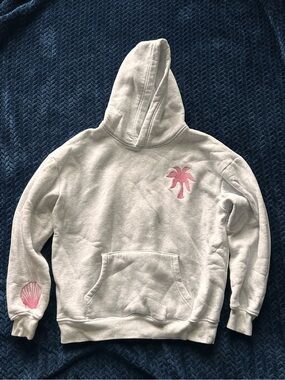 PINK PALM PUFF hoodie in light grey size S